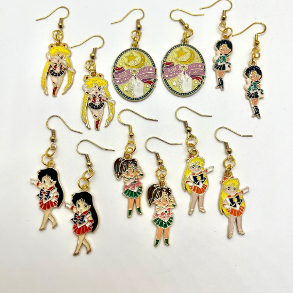 Sailor Moon Earrings - Anime Earring - Sailor Mars, Sailor Mercury, Sailor Venus
